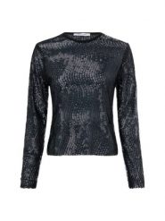 Samsøe Samsøe koszula z cekinami - Saruby Kobiety Sztuczne włókno czarny, XL. Czarne koszule Samsøe & Samsøe, xl, z aplikacjami, z włókna, glamour, bez kołnierzyka, bez ramiączek. Za 429.95 zł.