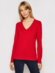 Tommy Hilfiger Sweter Heritage WW0WW25294 Czerwony Regular Fit. Czerwone swetry Tommy Hilfiger, xxs, bez wzorów, z syntetyku, bez ramiączek. Za 329.99 zł.