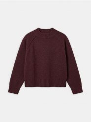 Sweter z półgolfem z domieszką wełny - bordowy. Czerwone swetry Sinsay, l, bez wzorów, z wełny, bez ramiączek. Za 59.99 zł.