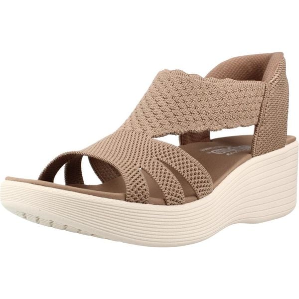 Sandały SKECHERS 120012S Brązowy. Brązowe sandały Skechers, bez wzorów, z materiału, bez obcasa, bez zapięcia. Za 278.99 zł.