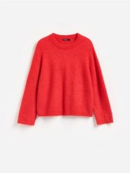 Sweter z wełną alpaki - czerwony. Czerwone swetry Reserved, l, bez wzorów, z dzianiny, bez ramiączek. Za 219.99 zł.