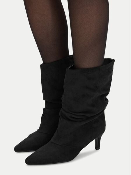 DeeZee Botki CEO-WS25319-02 Czarny. Czarne botki DeeZee, bez wzorów, z materiału, bez obcasa, na słupku, bez zapięcia. Za 199.99 zł.