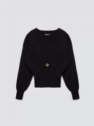 Sweter damski z wiskozy taliowany czarny Goldi 906. Czarne swetry BIG STAR, l, bez wzorów, z jeansu, biznesowe, bez ramiączek. Za 229.99 zł.