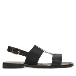 Sandały Lasocki. Czarne sandały Lasocki, bez wzorów, bez obcasa, na płaskiej podeszwie, bez zapięcia. Za 129.99 zł.