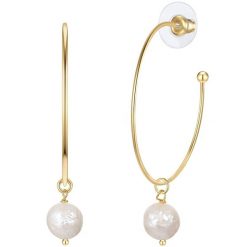 Yokoamii Kolczyki z Mosiadz w;"Żółte złoto 1 ct Damski. Żółte kolczyki Yokoamii, z perłą, pozłacane. Za 127.49 zł.