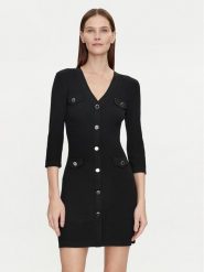 Morgan Sukienka dzianinowa 241-RMLILY Czarny Slim Fit. Czarne sukienki Morgan, m, bez wzorów, z dzianiny, bez kołnierzyka, bez ramiączek. Za 229.99 zł.