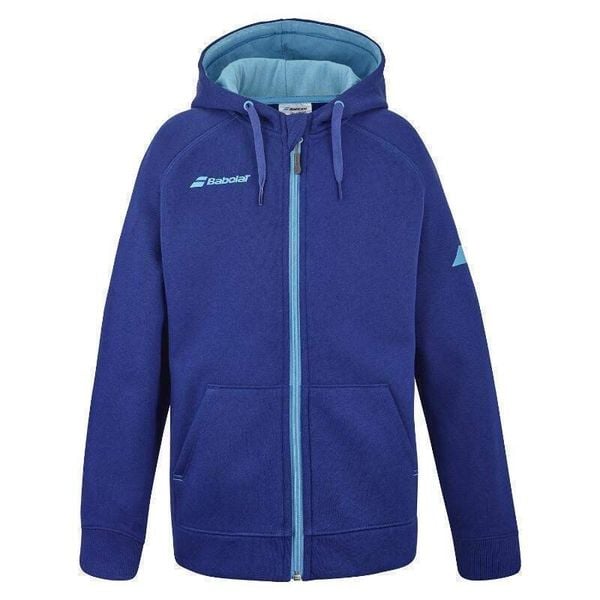 Bluza tenisowa Babolat Exercise Hood Jacket Jr. Niebieskie bluzy BABOLAT, bez wzorów, z bawełny, bez ramiączek, z kapturem. Za 240.00 zł.