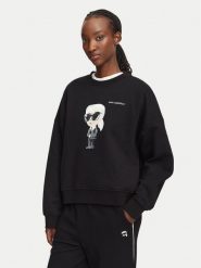 KARL LAGERFELD Bluza B3W20049 Czarny Regular Fit. Czarne bluzy bez kaptura KARL LAGERFELD, m, bez wzorów, z bawełny, bez kaptura. Za 779.99 zł.