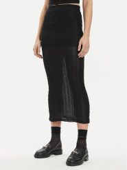 Gina Tricot Spódnica midi 21596 Czarny Regular Fit. Czarne spódnice Gina Tricot, s, bez wzorów, z syntetyku, midi. Za 109.99 zł.