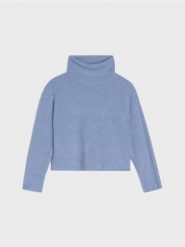 Prążkowany sweter - niebieski. Niebieskie swetry Sinsay, l, bez wzorów, prążkowane, bez ramiączek. Za 69.99 zł.