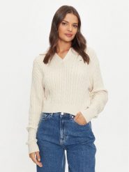 Tommy Jeans Sweter Rugby DW0DW18680 Beżowy Regular Fit. Brązowe swetry Tommy Jeans, xl, bez wzorów, z bawełny, bez ramiączek. Za 299.99 zł.