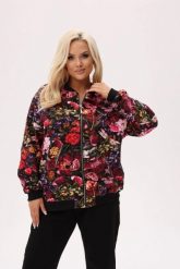 Kurtka bomberka Bloom - florystyczny print z akcentem ważek PLUS SIZE XXL OVERSIZE JESIEŃ. Kurtki Moda Size Plus Iwanek, na jesień, plus size, bez wzorów, z bawełny, eleganckie, bez kaptura. Za 269.90 zł.