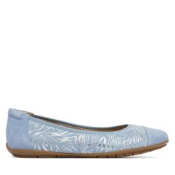 Baleriny Caprice. Niebieskie baleriny Caprice, bez wzorów, bez obcasa, bez zapięcia. Za 339.99 zł.