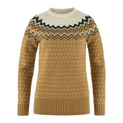 Sweter damski Fjällräven Övik Knit Sweater. Brązowe swetry Fjällräven, bez wzorów, sportowe, bez ramiączek. Za 799.99 zł.