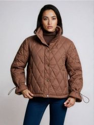 Pikowana kurtka - brązowy. Brązowe kurtki Sinsay, l, bez wzorów, bez kaptura. Za 69.99 zł.