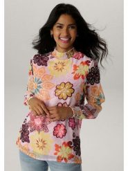 Aniston Bluzka w kolorze jasnoróżowym ze wzorem rozmiar: 38. Różowe bluzki Aniston, bez wzorów, bez kołnierzyka, bez ramiączek. Za 95.95 zł.