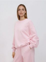 Gładka bluza z bawełną - pastelowy róż. Czerwone bluzy Reserved, l, bez wzorów, z bawełny, bez ramiączek, bez kaptura. Za 89.99 zł.