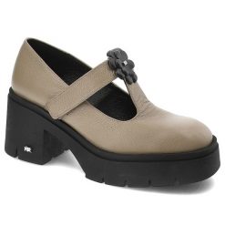 Beżowe Półbuty Karino Wygodne Obuwie Damskie. Brązowe półbuty wsuwane Karino, bez wzorów, z gumy, eleganckie, bez obcasa. Za 422.99 zł.