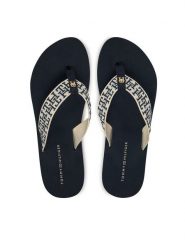 Tommy Hilfiger Japonki Th Corporate Sandal FW0FW09610 Granatowy. Niebieskie japonki Tommy Hilfiger, bez wzorów, z materiału. Za 169.99 zł.
