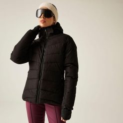 Kurtka narciarska damska z membraną Glacier Dare 2b. Czarne kurtki narciarskie Dare 2b, na zimę, bez wzorów, z puchu, bez kaptura, narciarskie. W wyprzedaży za 699.99 zł.