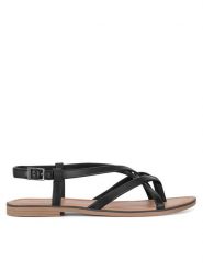 JENNY Sandały DEMI WS250723-4 Czarny. Czarne sandały Jenny, bez wzorów, z syntetyku, bez obcasa, na płaskiej podeszwie, bez zapięcia. Za 79.99 zł.