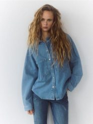 Koszula jeansowa - niebieski. Niebieskie koszule Reserved, l, bez wzorów, z bawełny, bez kołnierzyka, bez ramiączek. Za 139.99 zł.