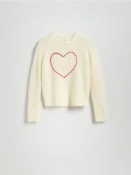 Sweter z domieszką moheru - złamana biel. Swetry Reserved, l, bez wzorów, z dzianiny, bez ramiączek. W wyprzedaży za 159.99 zł.