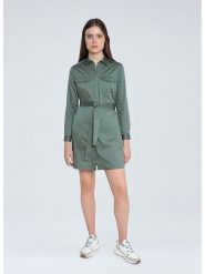 Pepe Jeans Sukienka "Carlotty" w kolorze szarozielonym rozmiar: L. Zielone sukienki Pepe Jeans, na co dzień, l, bez wzorów, z bawełny, bez kołnierzyka, bez ramiączek, mini, proste. Za 180.06 zł.