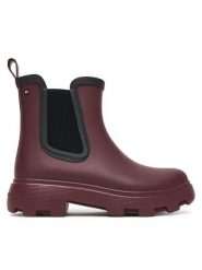 Tommy Hilfiger Kalosze Flag Ankle Warm Lining FW0FW08974 Bordowy. Czerwone kalosze Tommy Hilfiger, bez wzorów, z kauczuku, bez zapięcia. Za 329.99 zł.