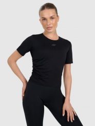 4F Top do jogi i pilatesu szybkoschnący damski - czarny M. Czarne topy sportowe 4f, l, bez wzorów, z elastanu, na jogę i pilates. Za 99.99 zł.