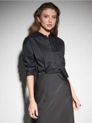 Bawełniana koszula - czarny. Czarne koszule Sinsay, l, bez wzorów, z bawełny, bez kołnierzyka, bez ramiączek. Za 59.99 zł.