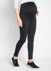 Legginsy ciążowe ocieplane. Czarne legginsy bonprix, bez wzorów, długie. Za 79.99 zł.