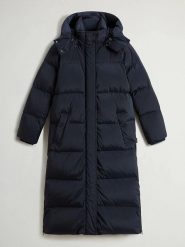 Woolrich Płaszcz puchowy "Kelly" w kolorze granatowym rozmiar: L. Niebieskie płaszcze Woolrich, l, bez wzorów, z puchu, bez kaptura. Za 3,324.37 zł.