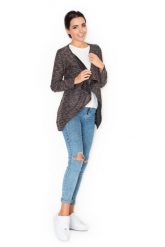 Beżowy Melanżowy Sweter-Narzutka z Wolnymi Połami. Brązowe swetry Katrus, xl, bez wzorów, z materiału, bez ramiączek. Za 159.00 zł.