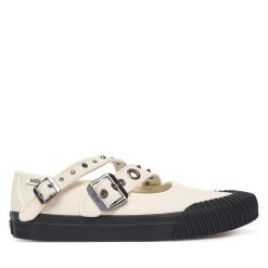 Półbuty Vans. Białe półbuty wsuwane Vans, bez wzorów, bez obcasa, na płaskiej podeszwie. Za 399.99 zł.