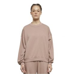 Bluza Damska Frotte Z Okrągłym Dekoltem Oversize. Czerwone bluzy Urban Classics, s, bez wzorów, bez ramiączek, bez kaptura. Za 120.99 zł.