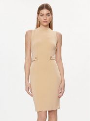 Guess Sukienka codzienna W4GK89 K7UW2 Beżowy Slim Fit. Brązowe sukienki Guess, na co dzień, xl, z aplikacjami, z wiskozy, bez kołnierzyka, bez ramiączek, proste. Za 349.99 zł.