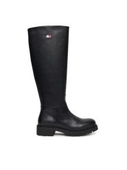 Tommy Jeans Kozaki Tjw Stretchy Long Shaft Boot EN0EN02828 Czarny. Czarne kozaki Tommy Jeans, bez wzorów, z jeansu, bez obcasa, na płaskiej podeszwie, bez zapięcia. Za 629.99 zł.