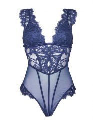 Hunkemöller Body Grace 302440 Niebieski. Niebieskie body i gorsety Hunkemöller, bez wzorów, z syntetyku, bez ramiączek. Za 269.99 zł.