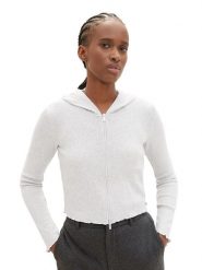 Tom Tailor Bluza w kolorze szarym rozmiar: L. Szare bluzy Tom Tailor, l, bez wzorów, prążkowane, bez ramiączek, bez kaptura. Za 39.58 zł.