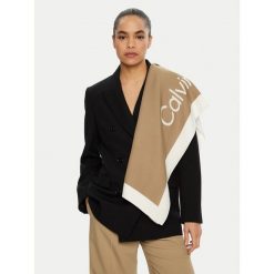 Chusta Calvin Klein. Brązowe chusty Calvin Klein, bez wzorów. Za 209.99 zł.