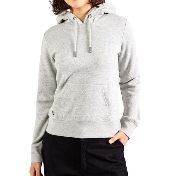 Bluza z kapturem i logo damska Superdry Essential. Szare bluzy Superdry, xl, bez wzorów, z bawełny, z kapturem, trekkingowe. Za 326.85 zł.