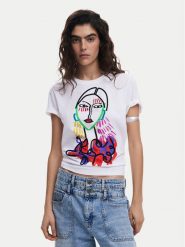 Desigual T-Shirt Misuri 25SWTKA9 Biały Regular Fit. Białe t-shirty Desigual, xs, bez wzorów, z bawełny, bez kołnierzyka, bez ramiączek. Za 159.99 zł.