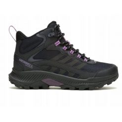 Buty trekkingowe damskie MERRELL SPEED STRIKE 2 MID wysokie wodoodporne. Czarne buty trekkingowe Merrell, bez wzorów, bez zapięcia. Za 279.99 zł.