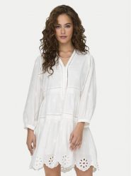 ONLY Sukienka letnia Jada 15318693 Biały Regular Fit. Białe sukienki ONLY, s, bez wzorów, z bawełny, bez kołnierzyka, bez ramiączek. Za 399.99 zł.