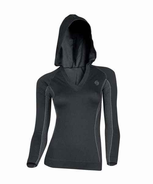 Bluza damska z kapturem Brubeck BALANCE. Czarne bluzy Brubeck, xl, bez wzorów, z dzianiny, bez ramiączek, z kapturem. Za 69.99 zł.