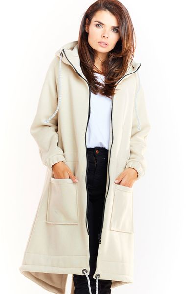 Ciepła długa bluza damska jak parka bawełna premium beż. Bluzy Infinite You, l, bez wzorów, z bawełny, z kapturem. Za 319.00 zł.