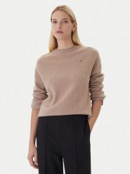 Tommy Hilfiger Sweter WW0WW46438 Beżowy Regular Fit. Brązowe swetry Tommy Hilfiger, l, bez wzorów, z wełny, bez ramiączek. Za 559.99 zł.