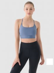4F Biustonosz treningowy z niskim wsparciem - granatowy XS. Niebieskie biustonosze sportowe 4f, bez wzorów, z dzianiny, na fitness i siłownię. W wyprzedaży za 59.99 zł.