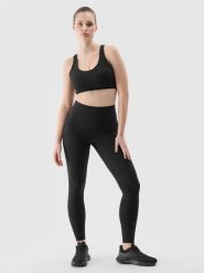 4F Legginsy treningowe szybkoschnące damskie - czarne L. Czarne legginsy 4f, l, bez wzorów, z dzianiny, z podwyższonym stanem, do biegania. Za 149.99 zł.